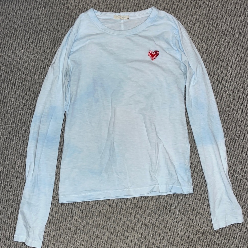 Light blue tye-dye long sleeve with heart